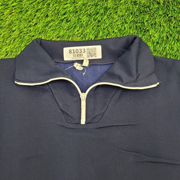 Vintage MOD Blank 1/4 Zip Sweatshirt Womens Large 22x24 Blue - Picture 10 of 12